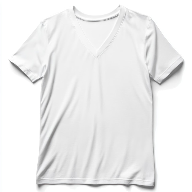 a white t - shirt with a white collar is hanging on a white wall