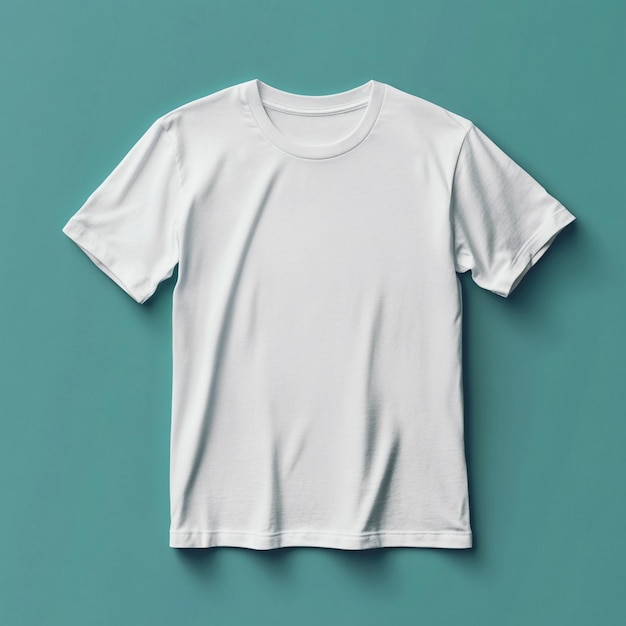 Photo a white t - shirt with a white t - shirt hanging on a blue wall