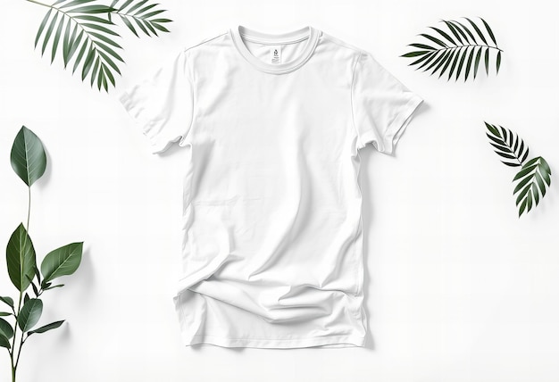 Photo a white t - shirt with a white t - shirt hanging on a white wall