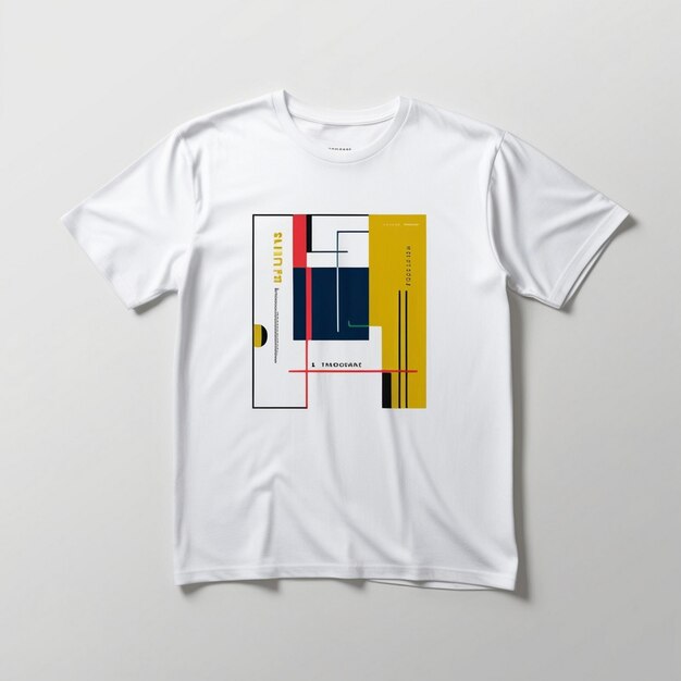 Photo a white t shirt with a yellow and red design on it