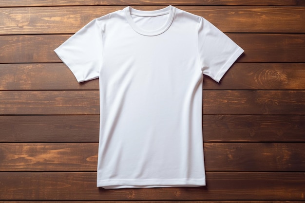 White t - shirt on a wooden background