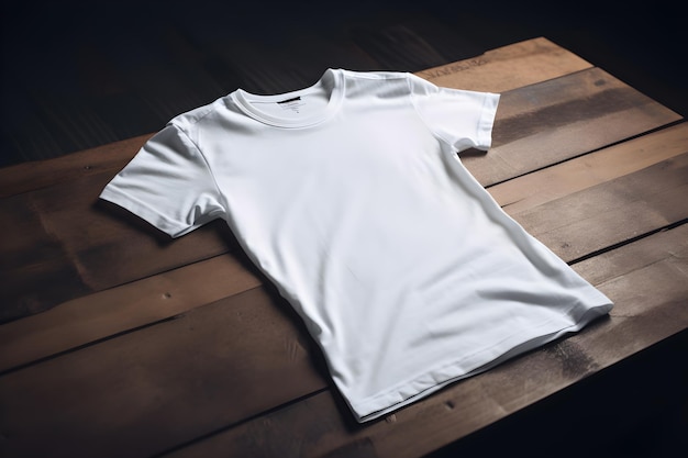 White t - shirt on a wooden table