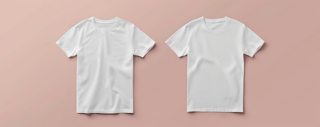 Photo white t shirts hang on a pink background