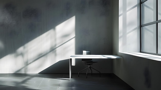 Photo a white table in a room with a white table and a cup on it