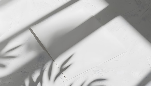 Photo a white table with palm trees and a shadow on it