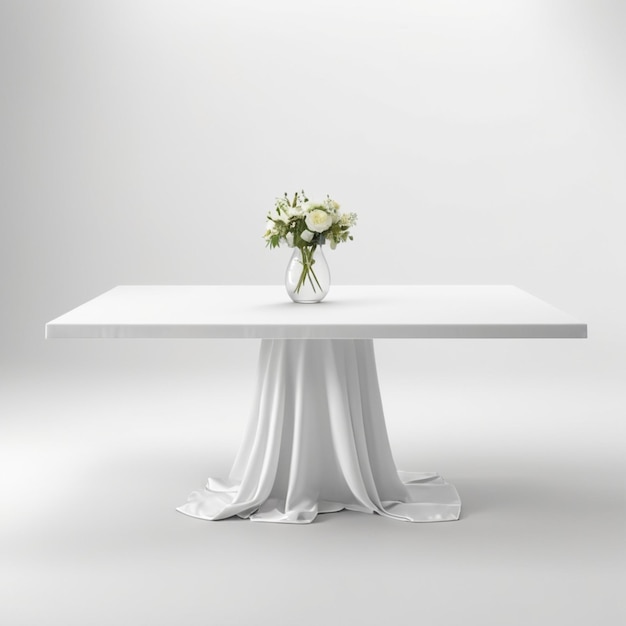 Photo a white table with a vase of flowers on it