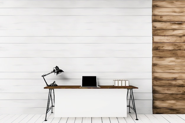 White table and wooden wall