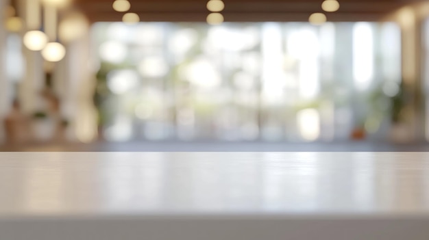 Photo white tabletop with blurred background of a modern interior