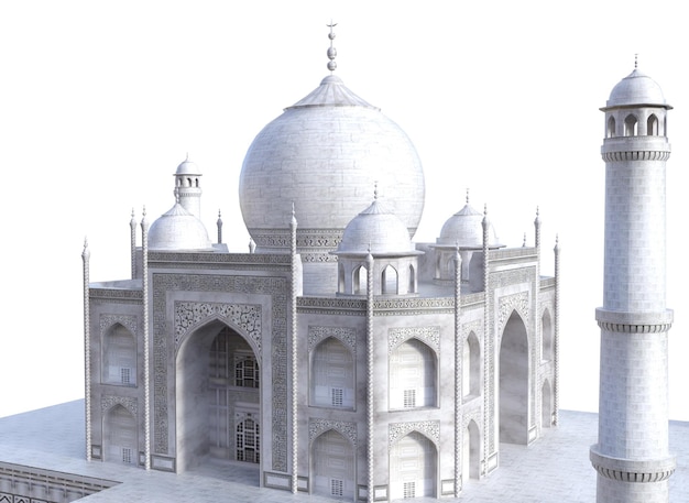 White Taj mahal building famous landmark of India 3D Illustration