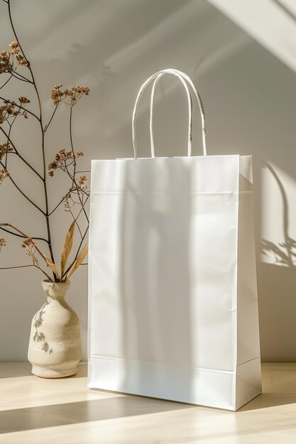 white Take Away Paper Bag mockup design isolated ai generated