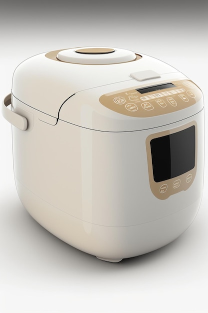 A white and tan toaster with the number 3 on it.