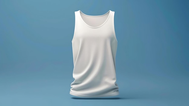 White Tank Top 3D Render on Blue Background Illustration