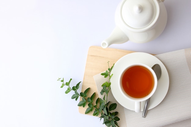 White tea glass top corner