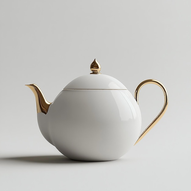 a white teapot with a handle that says quot the lid quot on it