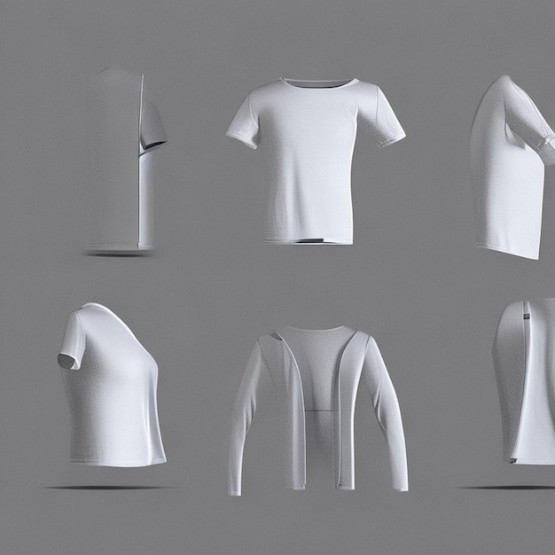 Photo white tee tshirt mockup set front back and side view 3d perfect for artwork graphic design