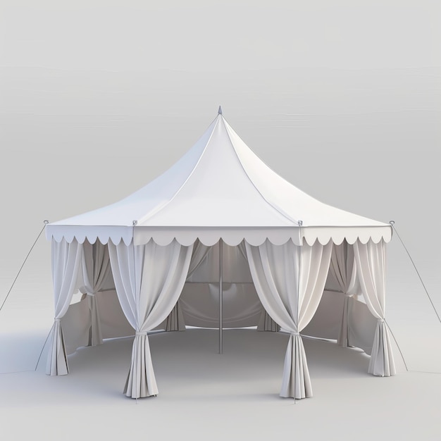 White tent on a white background 3d rendering 3d illustration