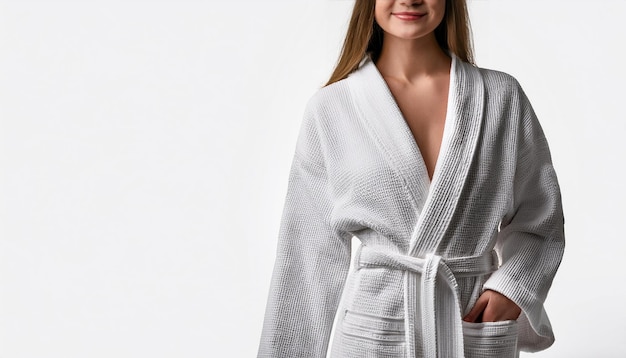 Photo white terry cloth bathrobe close up