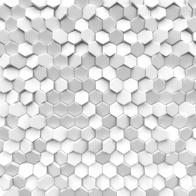 White texture hexagon abstract. 3d render illustration.