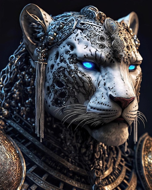 A white tiger with blue eyes and a blue eye.