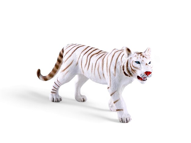 Photo a white tiger with a red nose is standing on a white background