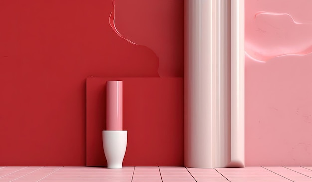 white toothpaste against a red wall in the style of realistic figures