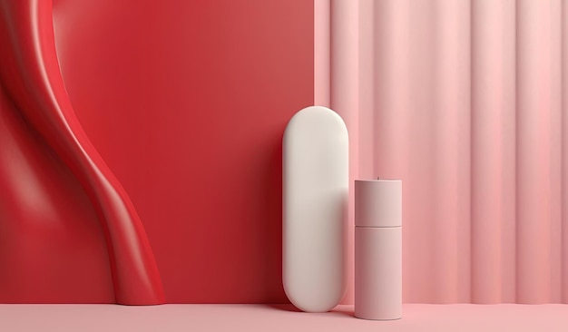 white toothpaste against a red wall in the style of realistic figures