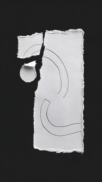 Photo white torn paper piece isolated on black background