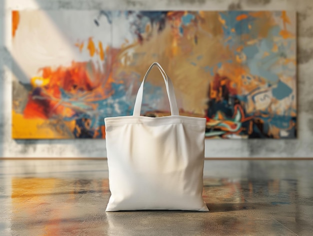 White Tote Bag in Art Gallery Setting Generative AI