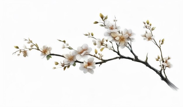 a white tree branch with a white flower on it