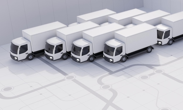 White truck for delivery and shipping service 3d rendering