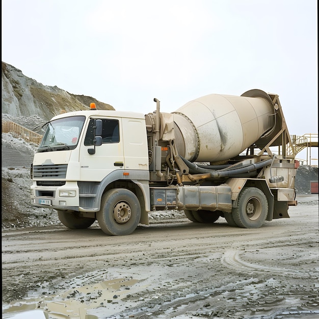 Photo a white truck with a white tank on the front is parked in a dirt lot