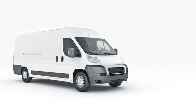 White TruckFast shipping 3D rendering