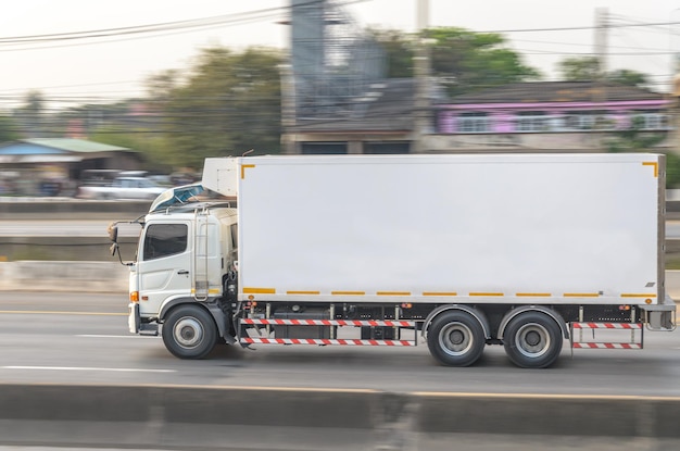 White trucks for refrigerators fast road transport