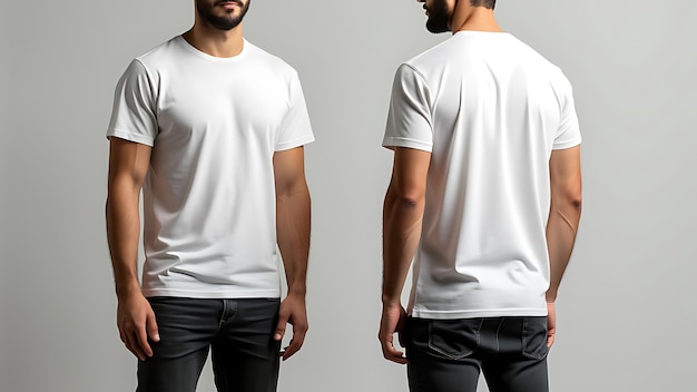 White TShirt front and back Mockup template for design print