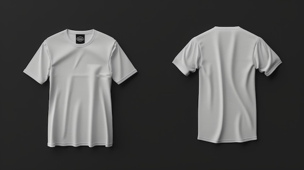 White tshirt front and back view on black background generative ai