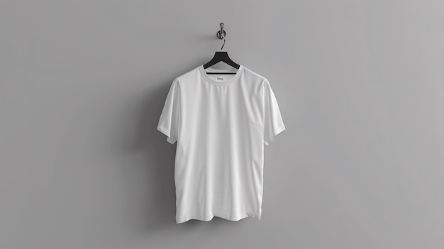 White tshirt hanging on a hanger Empty space for text