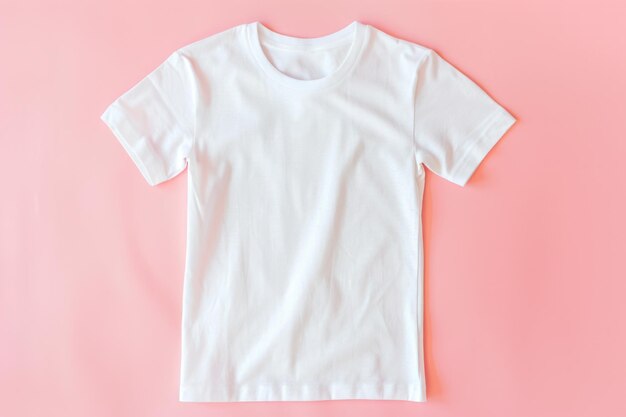 Photo a white tshirt lays flat against a pink background ready for personalization