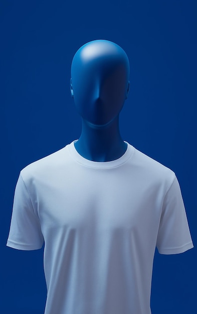 Photo white tshirt on mannequin with royal blue background