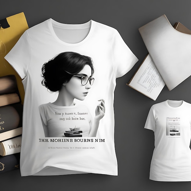 a white tshirt mockup for a book club or literary event