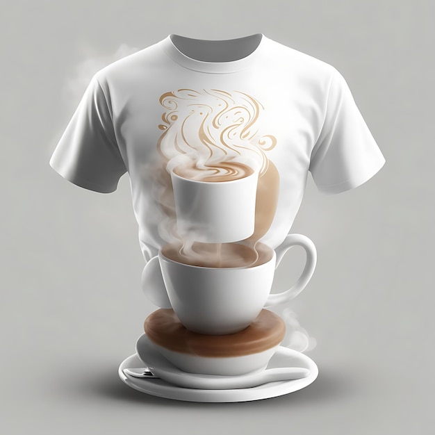 a white tshirt mockup for a coffee shop or caf with a coffee cup