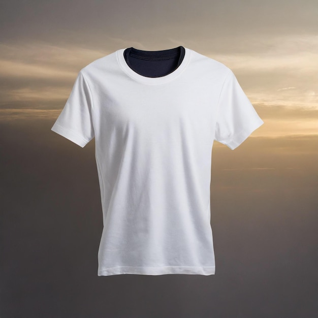 White Tshirt mockup front used as design template Tee Shirt blank isolated on white