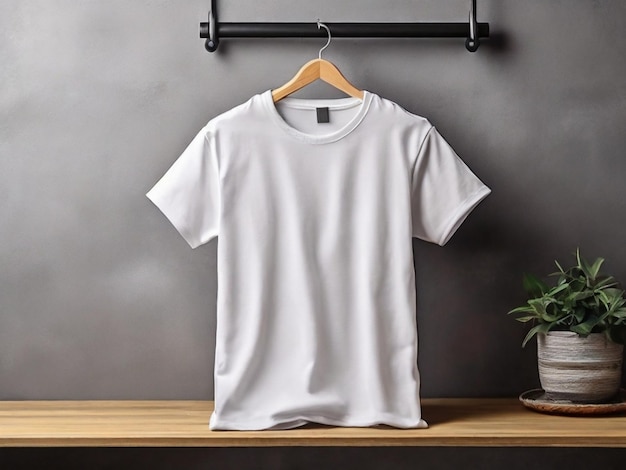 white tshirt mockup on hanger