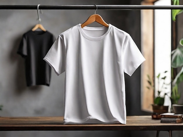 white tshirt mockup on hanger