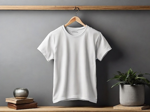 white tshirt mockup on hanger