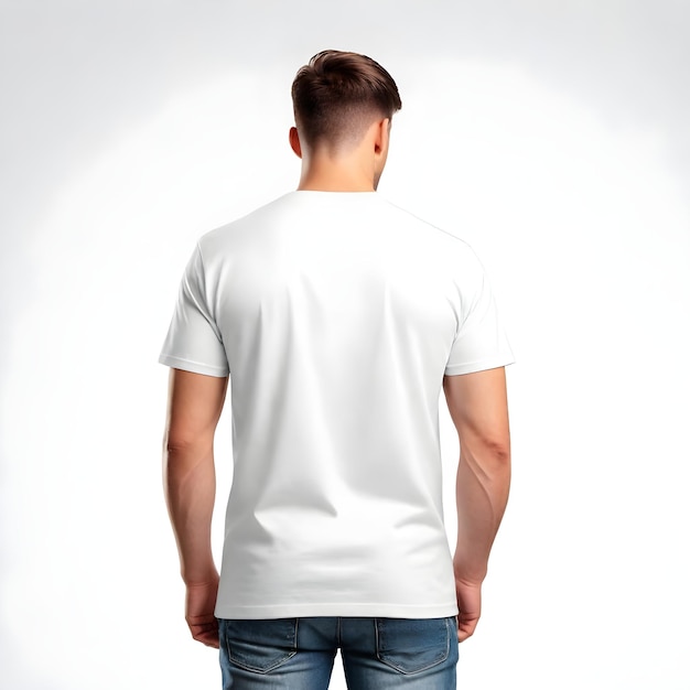 White tshirt mockup template isolated back view