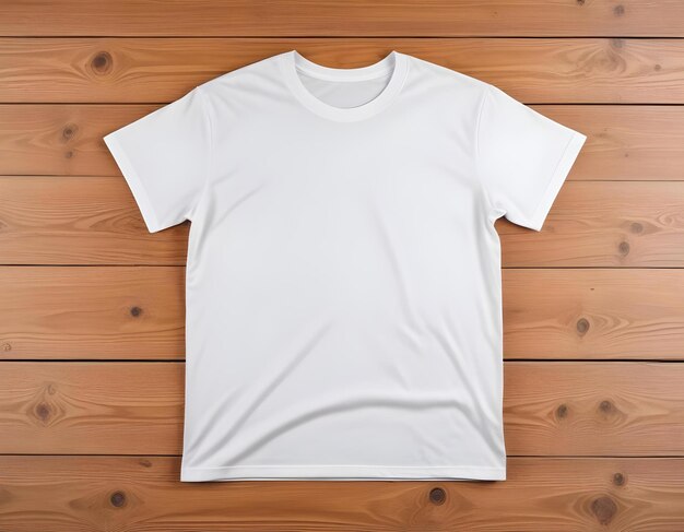 Photo white tshirt on wooden background ai generated image