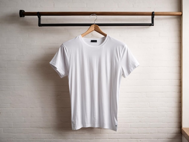 White tshirts shirt mockup concept with plain clothing copy space on white wall background