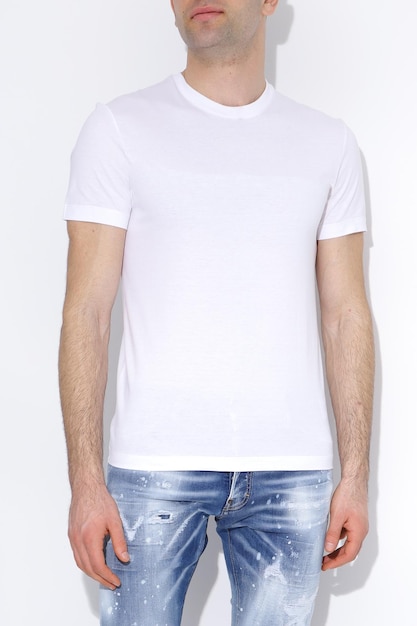 White tshirts with copy space on gray background