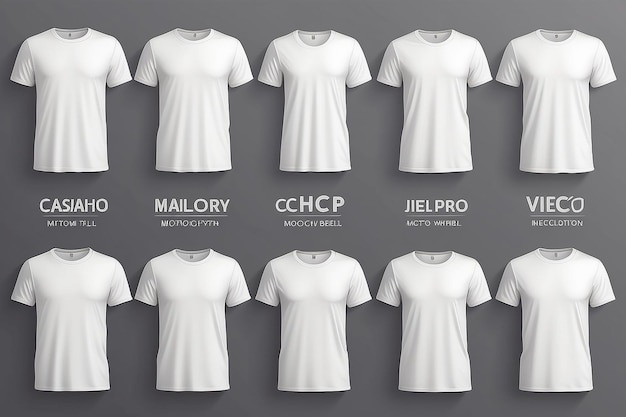 Photo white tshirts with copy space realistic vector illustration set