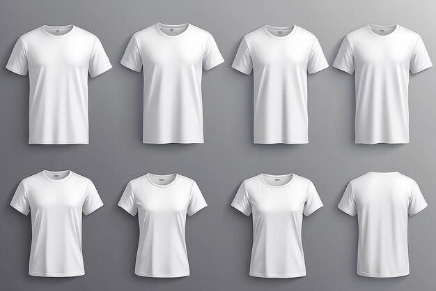 Photo white tshirts with copy space realistic vector illustration set